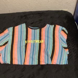 Streetwear Kids Striped Tee - Blue, Pink, Yellow